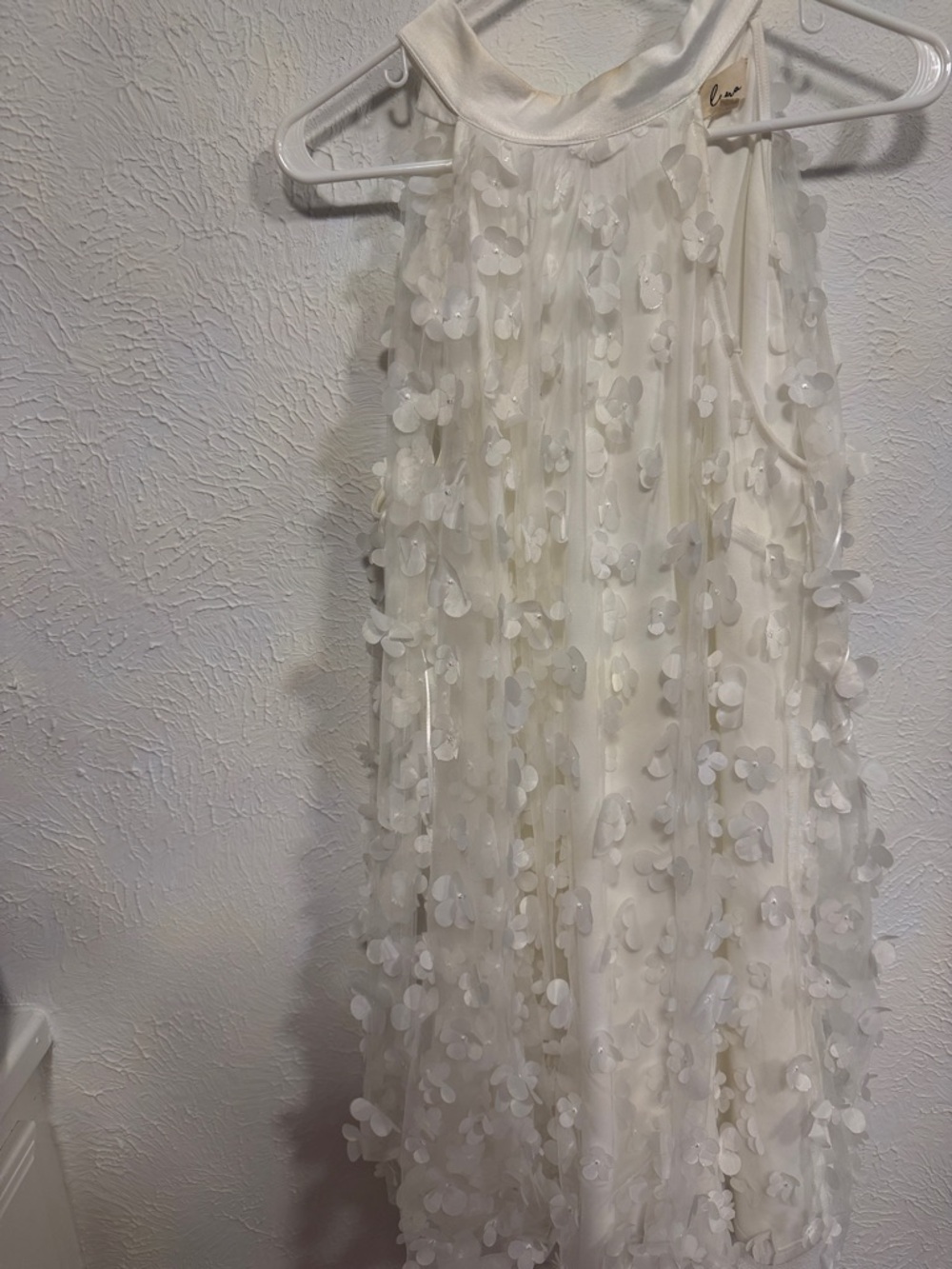 Lena Ivory Floral Appliqué Halter Dress